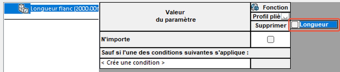 Cocher la cote Longueur